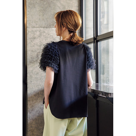 SECRET TROPHY Tulle Sleeve Pullover – Feminine Puff Sleeves Meets Everyday Comfort