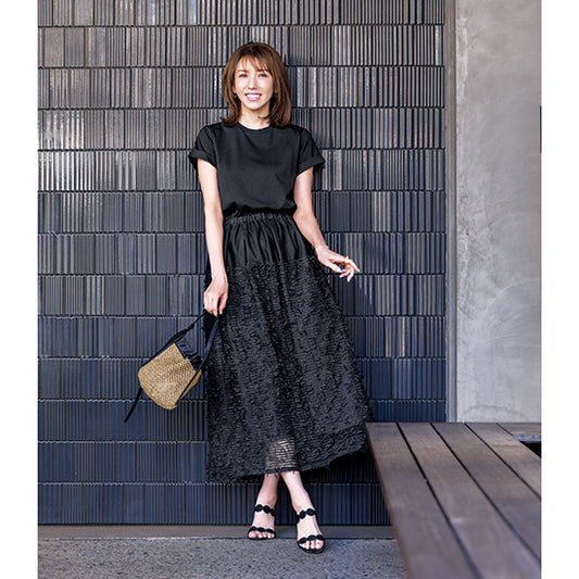 SECRET TROPHY Docking Dress – All-Black Sophistication with Couture-Style Embroidery