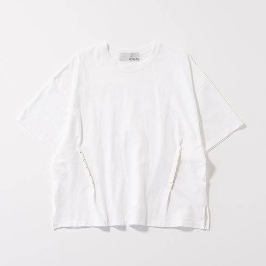 VERSEAU 2WAY Corset-Style T-Shirt – Stretch Jersey Tee with Hook Detail
