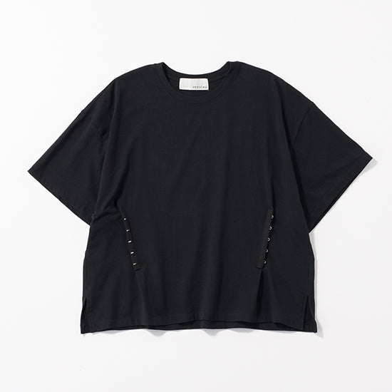 VERSEAU 2WAY Corset-Style T-Shirt – Stretch Jersey Tee with Hook Detail