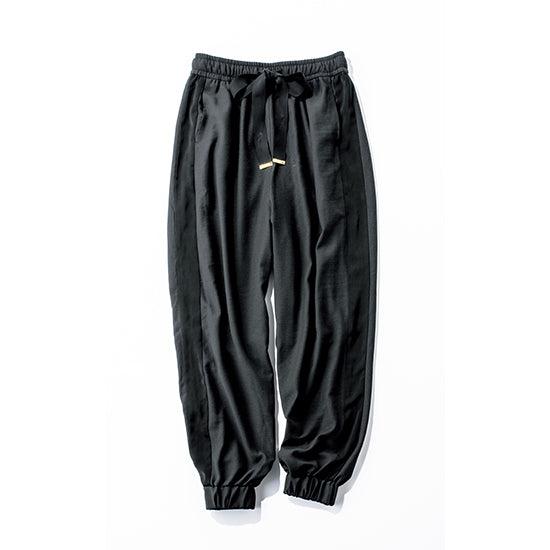SECRET TROPHY Side Line Pants – Slimming Fit with Ribbed Ankles and Ribbon Waist