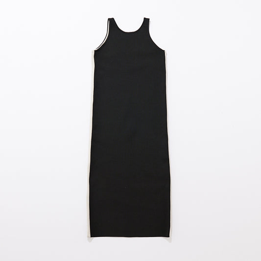 THIRD MAGAZINE Line Knit Dress – Washable Polyester Shift Dress (Black)