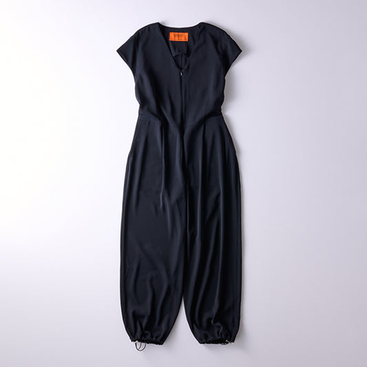 UNIVERSAL OVERALL Short-Sleeve Jumpsuit (Black/Navy)