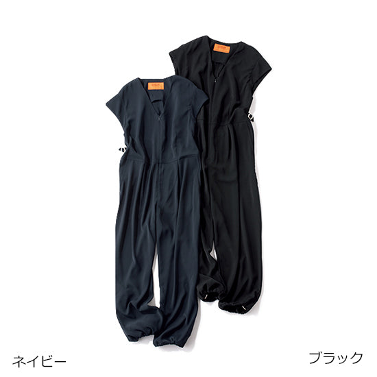 UNIVERSAL OVERALL Short-Sleeve Jumpsuit (Black/Navy)
