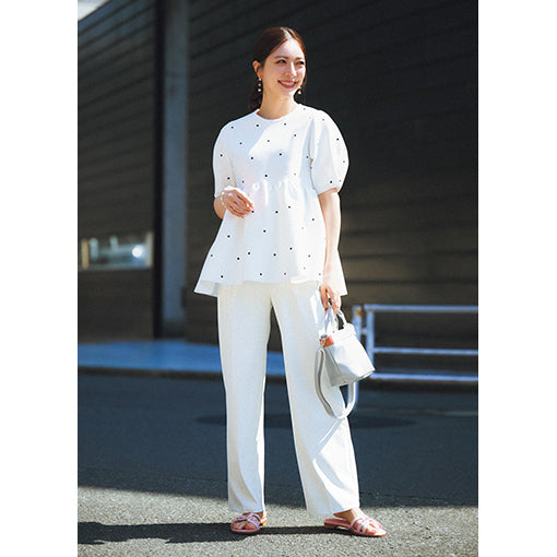 Ame no chi Hare “Keep Clean” Semi-Wide Pants – Water-Repellent &amp; Elegant