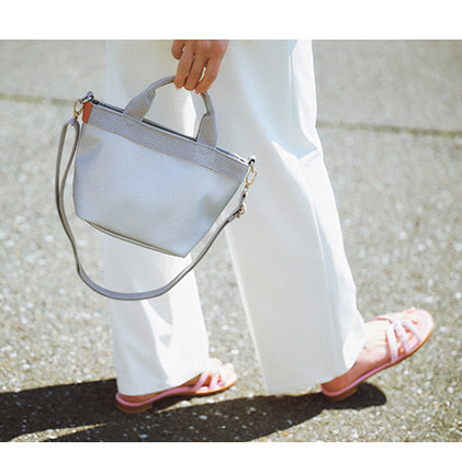 Ouitote KOBE Mini Tote Bag - Silver/Denim Blue (Faux Leather)