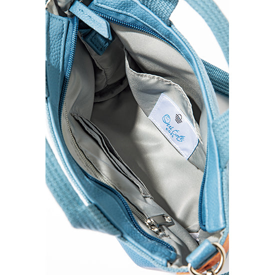 Ouitote KOBE Mini Tote Bag - Silver/Denim Blue (Faux Leather)
