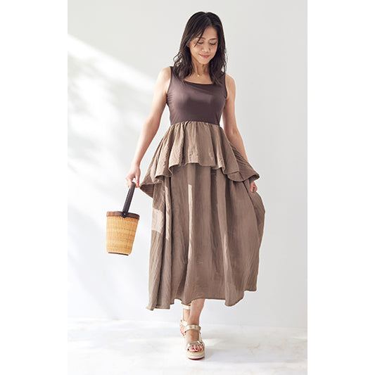 Muel Chic Viewell Dress – Peplum Docking One-Piece with Pockets Summer Statement Dress