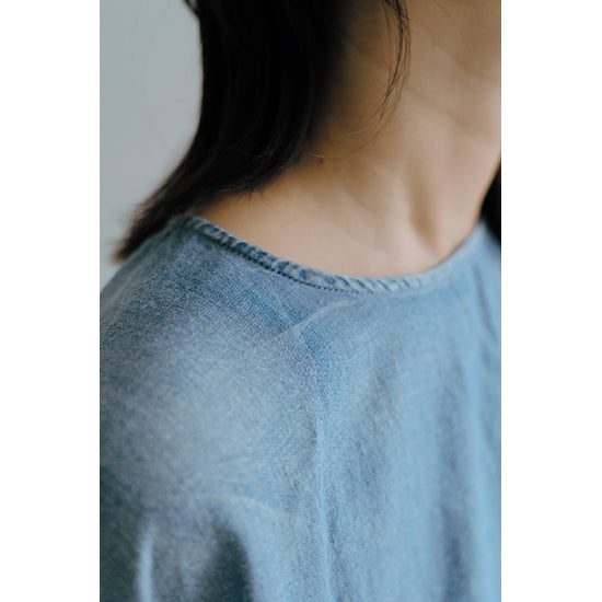 SPANNE Sheer Denim Blouse – Lightweight, Breezy Cotton Top – Sax / Navy – Size 38