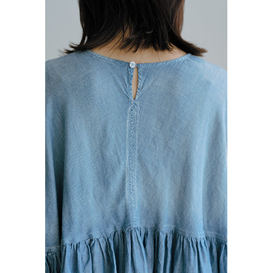 SPANNE Sheer Denim Blouse – Lightweight, Breezy Cotton Top – Sax / Navy – Size 38