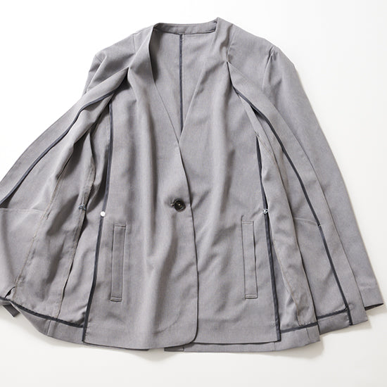 2-Way Draped Sleeve Jacket with Vest-Like Detail – Black / Gray