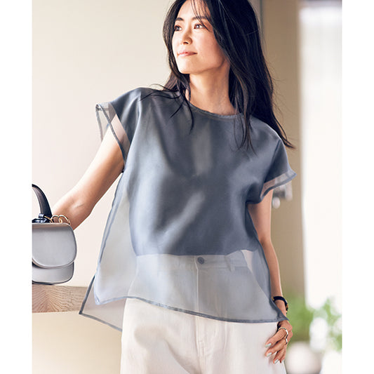 2-in-1 Luxe T-Shirt & Sheer Top Layered Set – Black / Gray / White