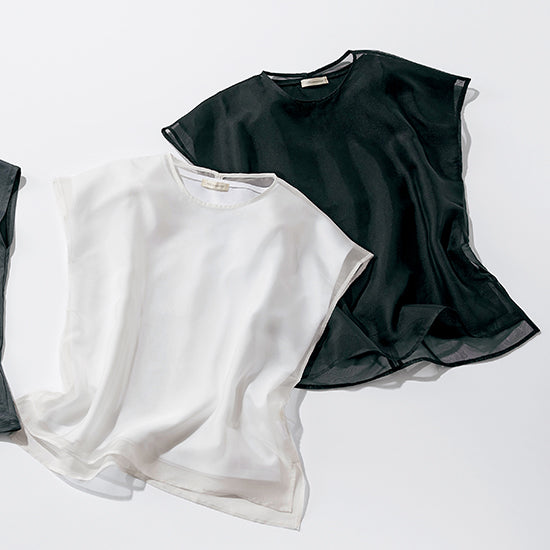 2-in-1 Luxe T-Shirt & Sheer Top Layered Set – Black / Gray / White