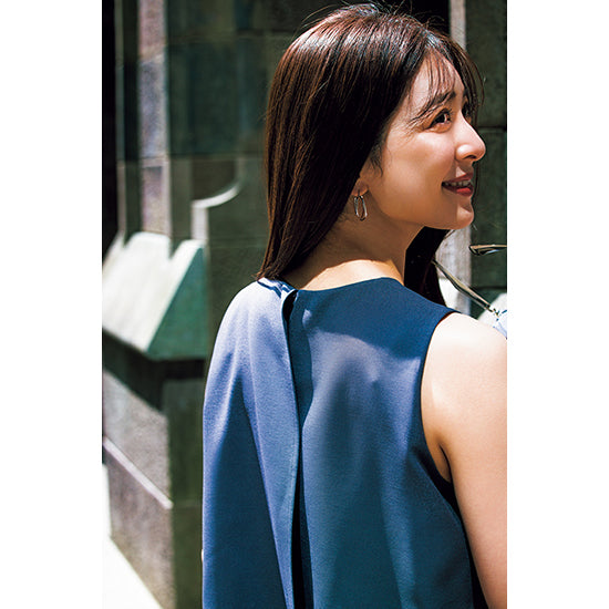 Washable Sleeveless Set-Up Style Dress with Irregular Hem – Slate / Navy