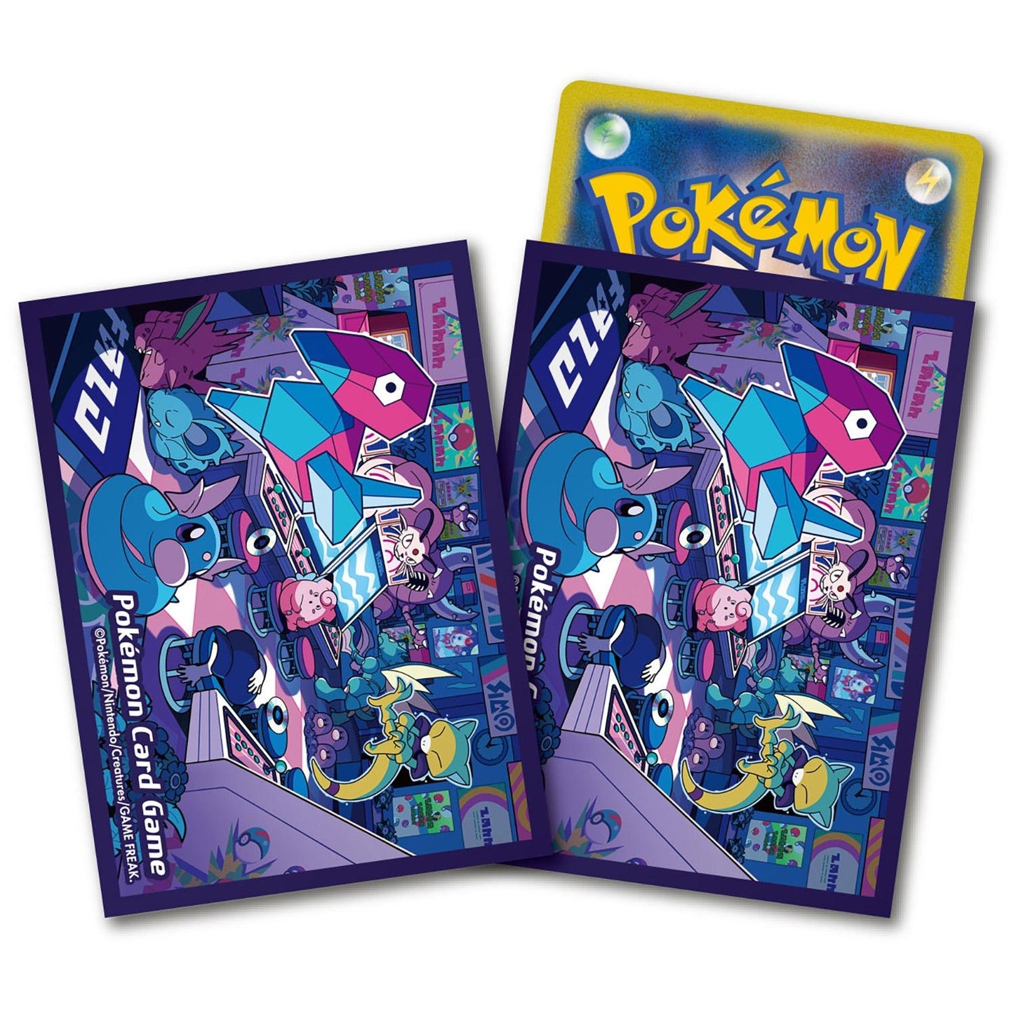 Pokémon TCG Deck Shield “Night Arcade” | 64-Sleeve Set | Cyberpunk Pokémon Style for Elite Trainers
