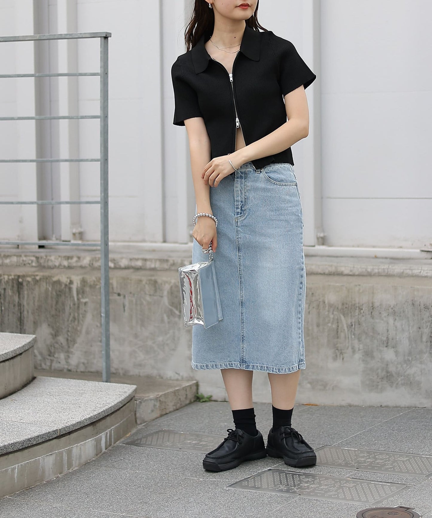 COLONY 2139 Back-Slit Midi Denim Skirt  Timeless & Versatile All-Season Essential