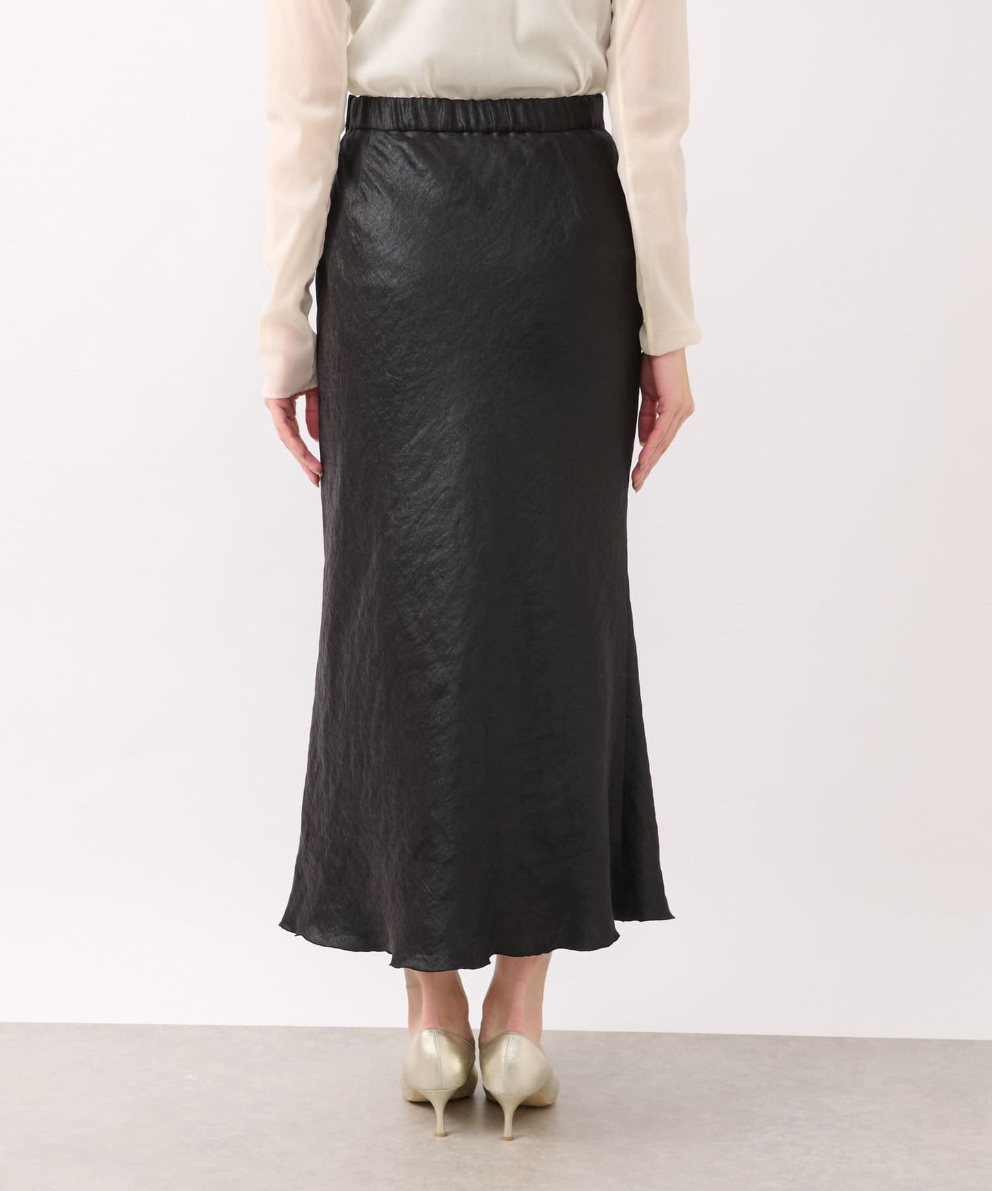La boutique BonBon Satin Long Narrow Skirt  Shimmery Elegance with Petite & Tall Sizes