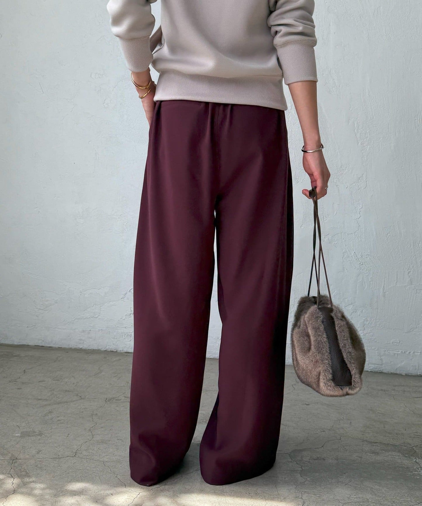 RIVE DROITE Tack Wide Slacks | Slimming -3kg Look & Easy-Care Everyday Pants