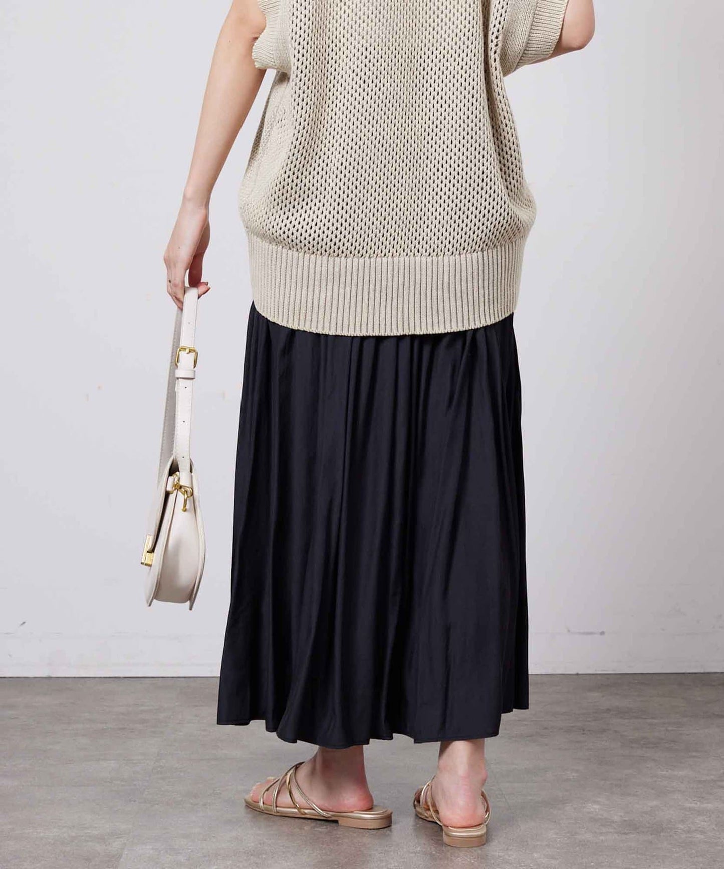 Chez toi Yoke-Panel Gathered Skirt  Elegant Flare & Subtle Shine