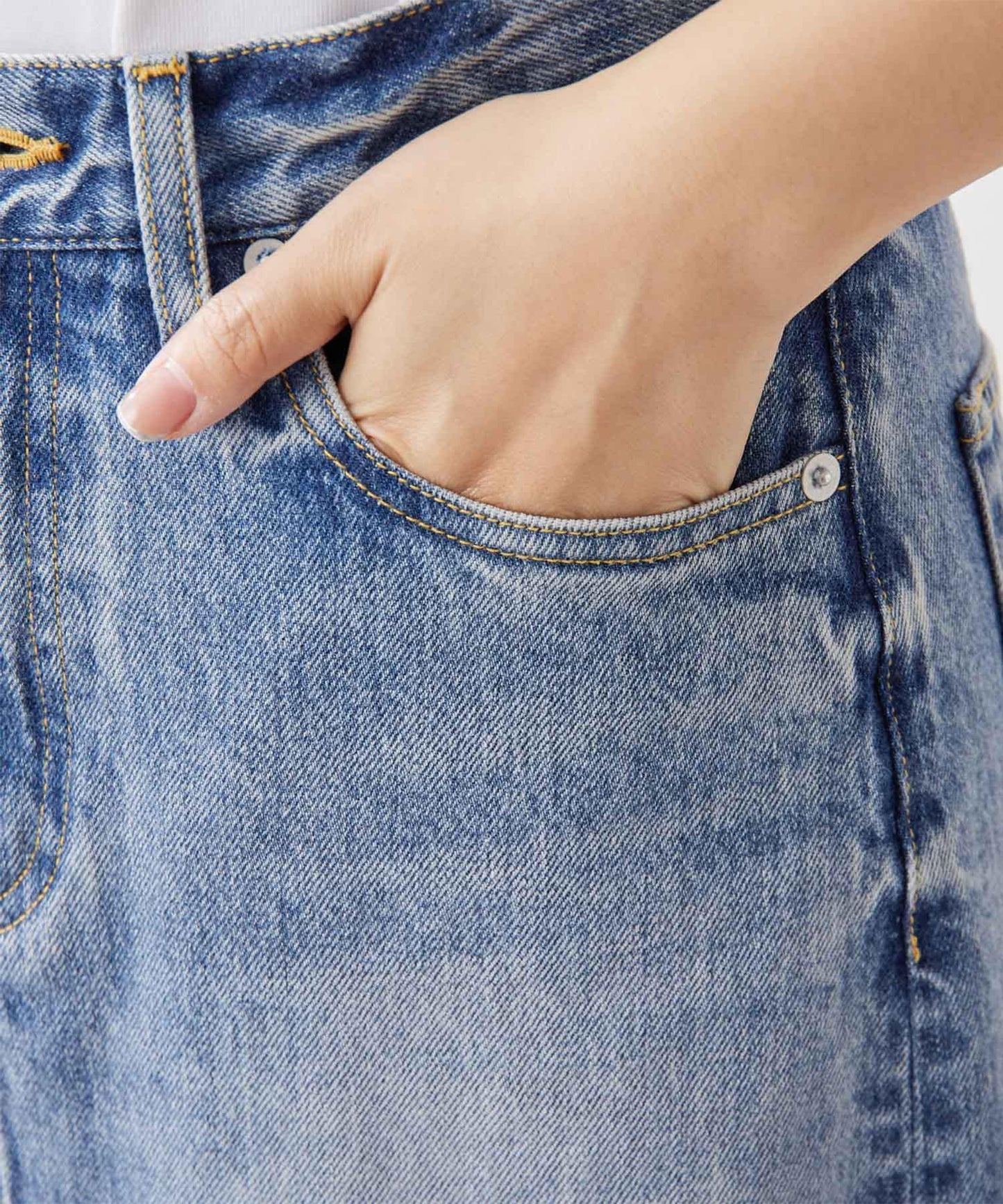 Whim Gazette Denim Slit Skirt  Timeless Long Silhouette with Modern Edge