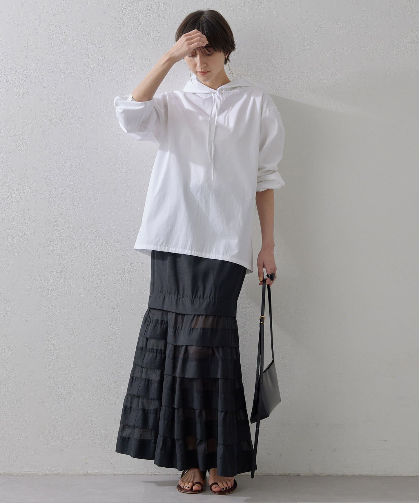 Whim Gazette Organza Mermaid Skirt 3  Elegant Sheer-Panel Long Skirt with Sculpted Silhouette