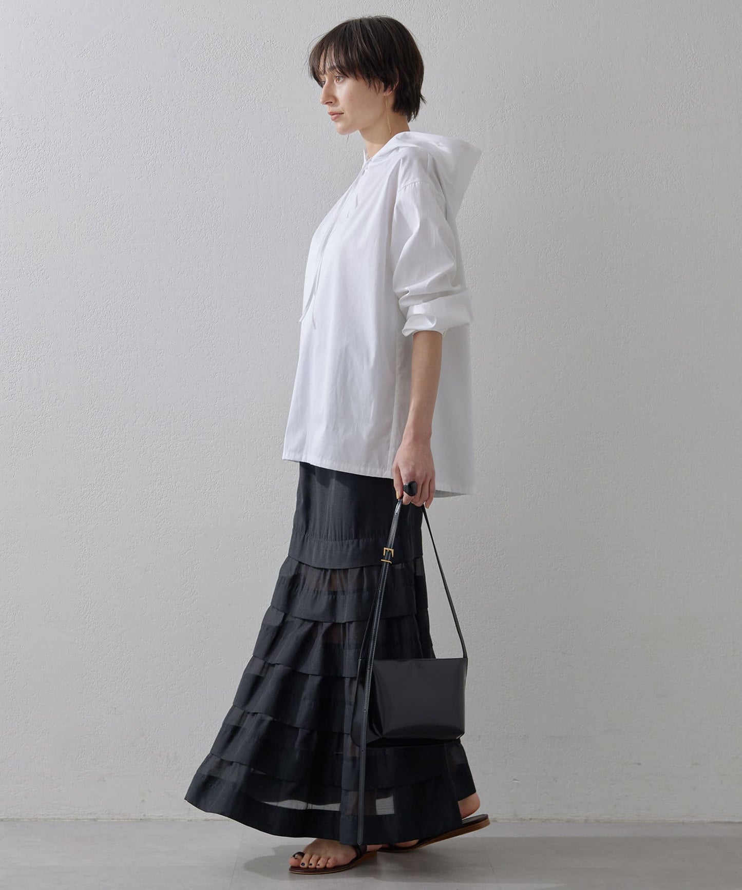 Whim Gazette Organza Mermaid Skirt 3  Elegant Sheer-Panel Long Skirt with Sculpted Silhouette