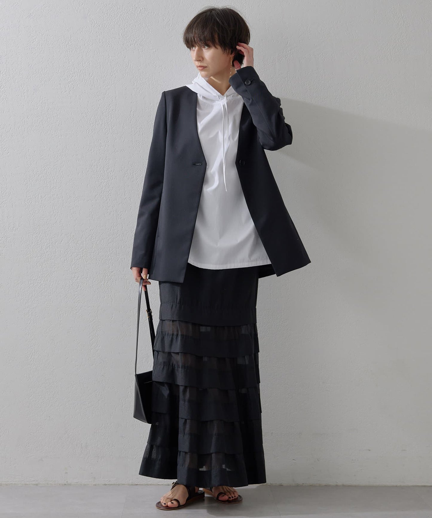 Whim Gazette Organza Mermaid Skirt 3  Elegant Sheer-Panel Long Skirt with Sculpted Silhouette