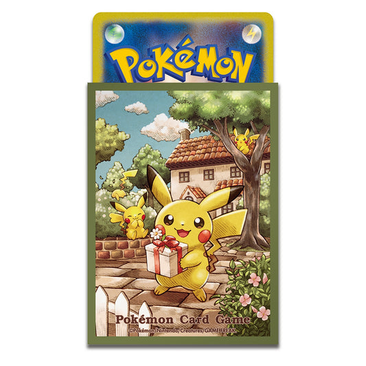 Pokémon TCG Deck Shield “Pikachu’s Gift [Green Edition]” | 64-Sleeve Set | Bright & Cheerful Card Protection