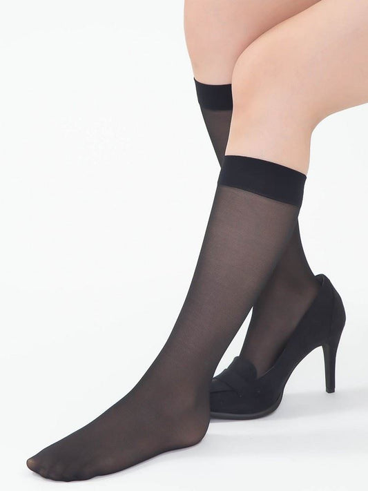 Cotton-Sole Sheer High Socks | Sweat-Absorbing, Quick-Dry, Anti-Odor | Perfect for Pumps & Open-Toe Shoes