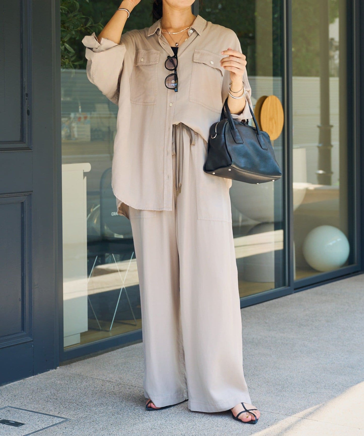 RIVE DROITE Garment-Dyed Wide Pants | Relaxed Tencel Twill | Set-Up Style Available