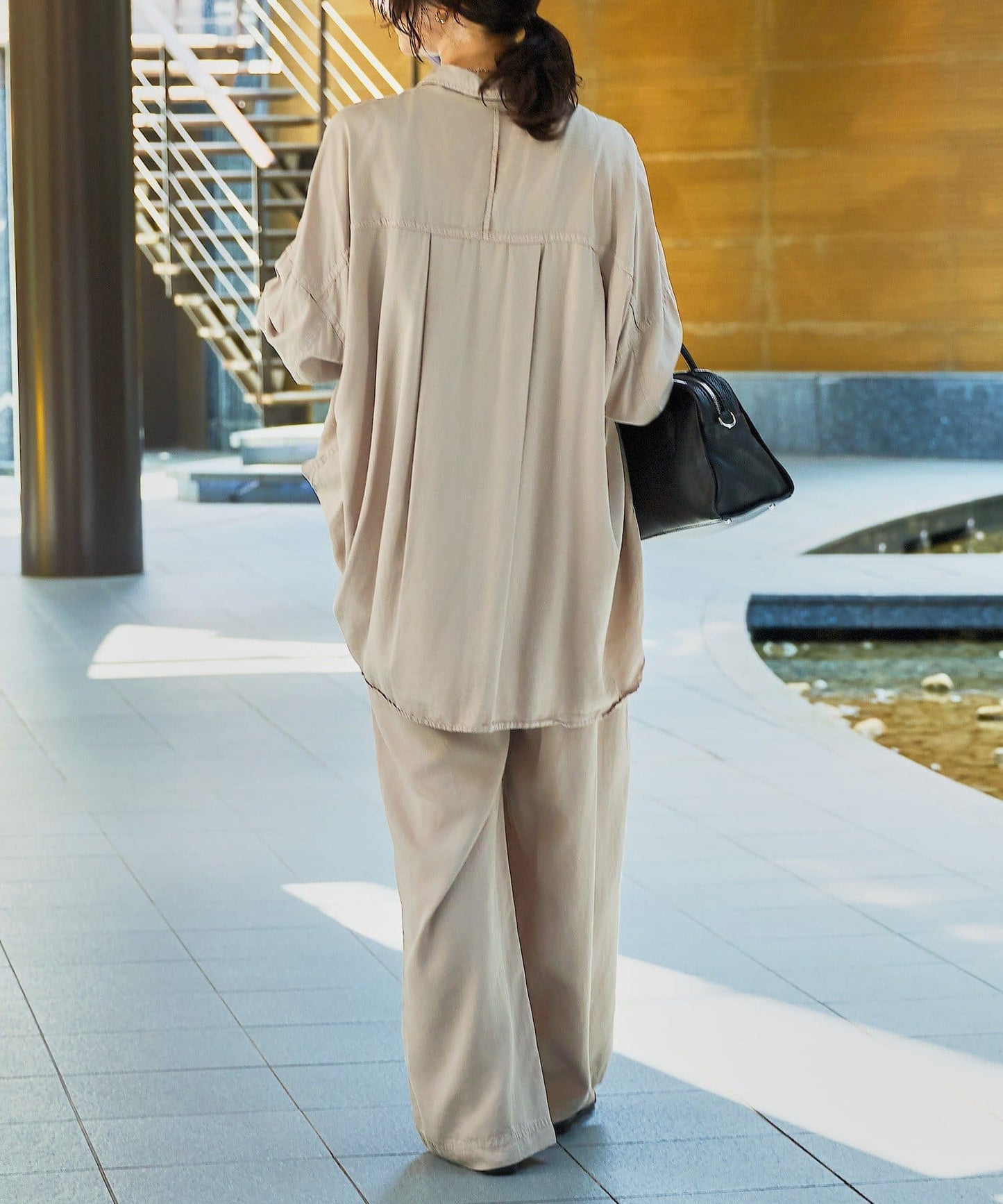RIVE DROITE Garment-Dyed Wide Pants | Relaxed Tencel Twill | Set-Up Style Available