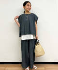 BEARDSLEY Cotton Washer Waist Rib Pants | Lightweight Wide Pants Made in Japan