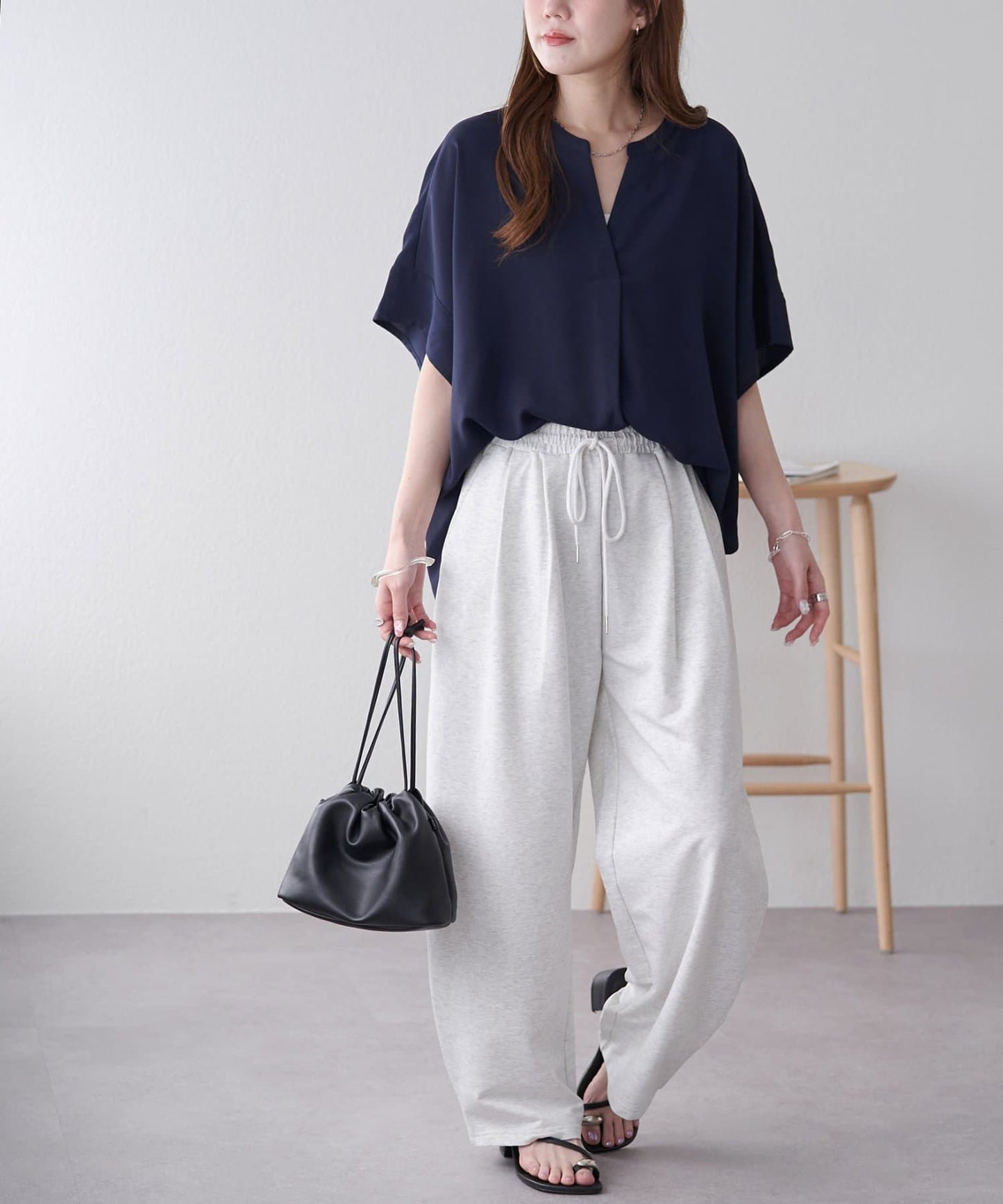 DISCOAT Curved Tuck Sweat Pants | 3 Sizes | Relaxed & Polished Everyday Wear