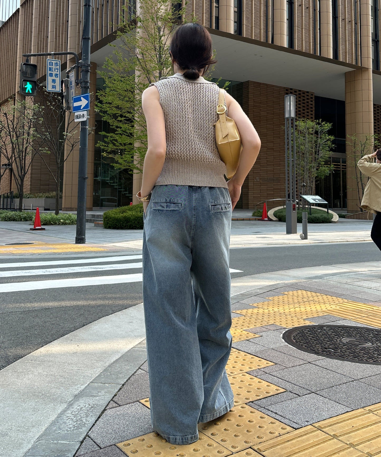 DOUDOU Denim Wide Easy Pants | Relaxed Fit with Tuck Detail & Elastic Waist