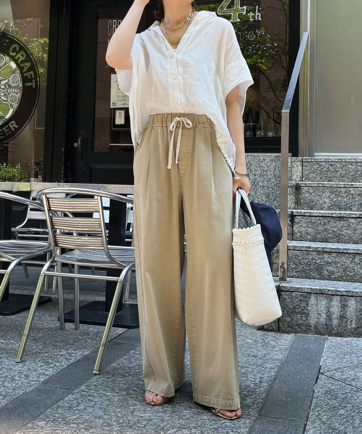 DOUDOU Denim Wide Easy Pants | Relaxed Fit with Tuck Detail & Elastic Waist