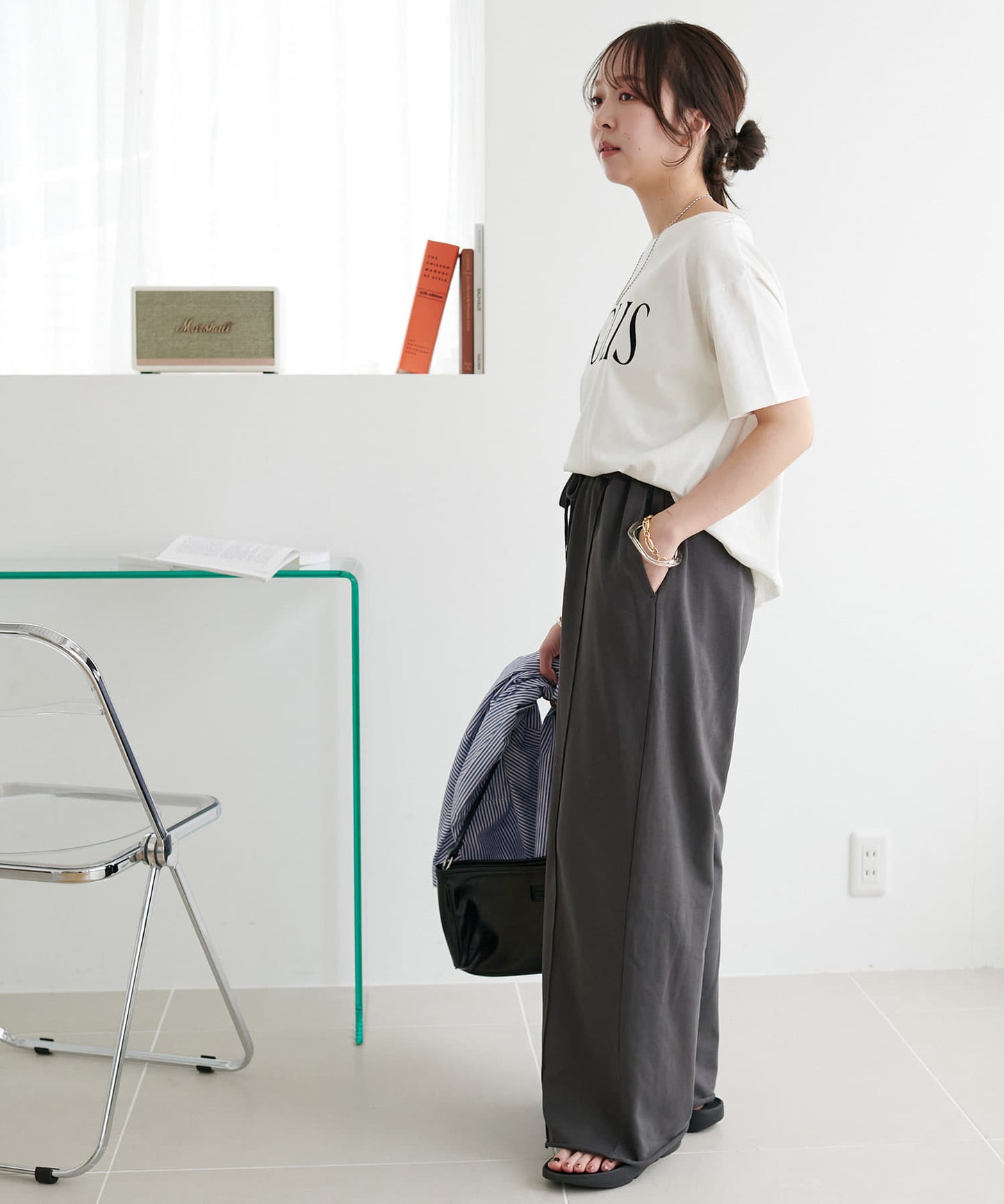 DISCOAT Light Ounce Fleece Center-Press Wide Pants | Relaxed & Chic Spring-Summer Sweatpants