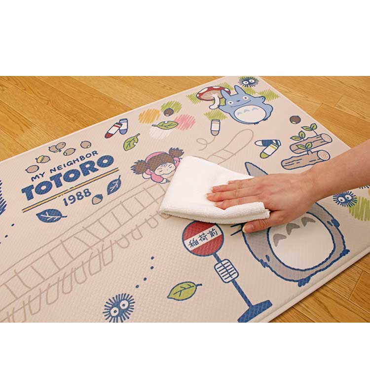 Official My Neighbor Totoro Doodle PVC Long Mat - Beige (45×120cm) - Featuring Mei & Catbus