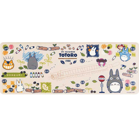 Official My Neighbor Totoro Doodle PVC Long Mat - Beige (45×90cm) - Featuring Mei & Catbus