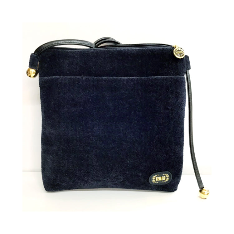 FEILER Rose Adagio Shoulder Bag - Compact Navy Elegance (Made in Japan)