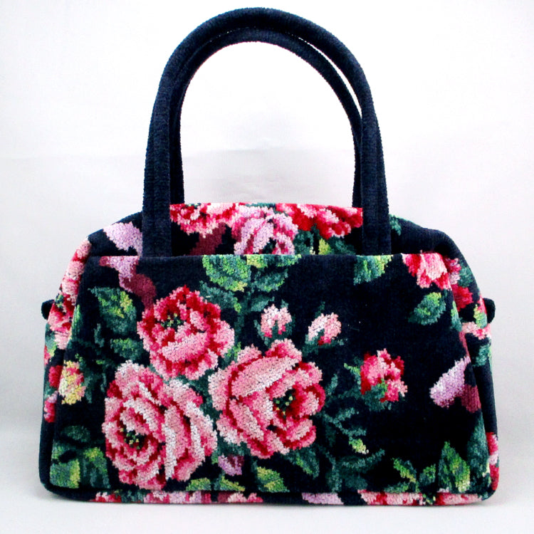 FEILER Rose Adagio Boston Bag - Timeless Navy Travel Essential (Made in Japan)