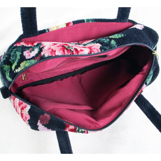 FEILER Rose Adagio Boston Bag - Timeless Navy Travel Essential (Made in Japan)