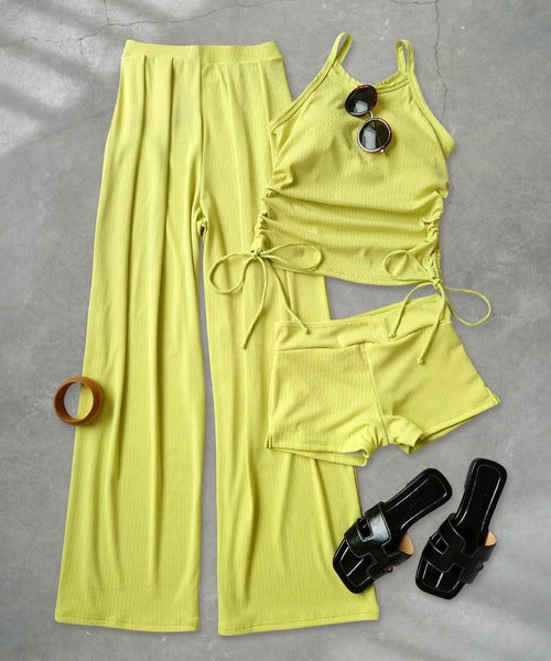 OSYAREVO Side-Gathered Bikini Set with Long Pants – 3-Piece Swimwear for Flattering, Everyday Coverage
