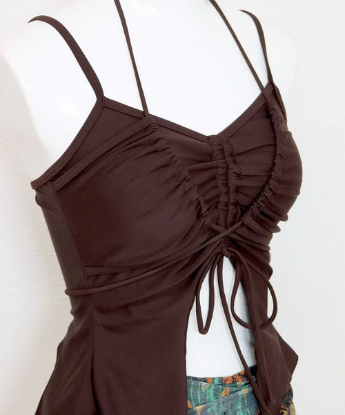 OSYAREVO Drawstring Camisole Bikini Set – Layered-Style Swimwear with Skirted Shorts for Chic, Versatile Looks