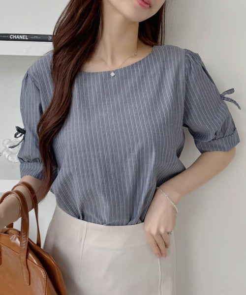 Vivid Lady Ribbon Sleeve Blouse | Balletcore-Inspired Feminine Top with Long & Short Sleeve Options