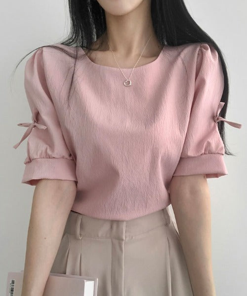 Vivid Lady Ribbon Sleeve Blouse | Balletcore-Inspired Feminine Top with Long & Short Sleeve Options