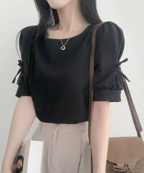 Vivid Lady Ribbon Sleeve Blouse | Balletcore-Inspired Feminine Top with Long & Short Sleeve Options