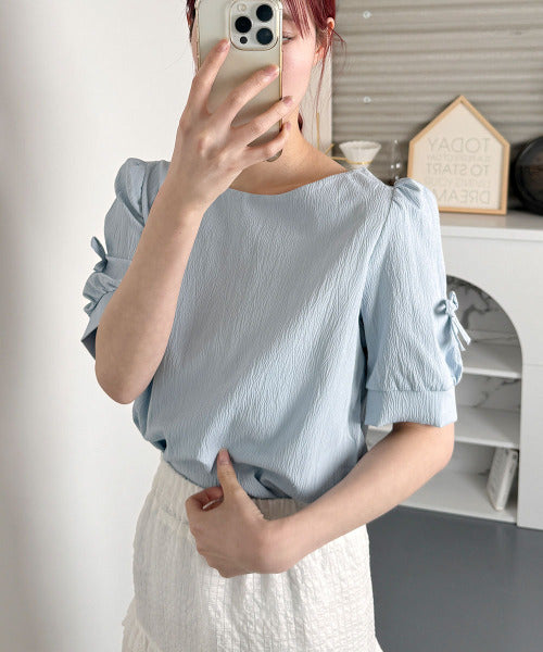 Vivid Lady Ribbon Sleeve Blouse | Balletcore-Inspired Feminine Top with Long & Short Sleeve Options