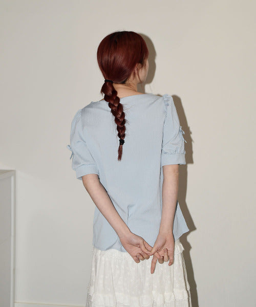 Vivid Lady Ribbon Sleeve Blouse | Balletcore-Inspired Feminine Top with Long & Short Sleeve Options