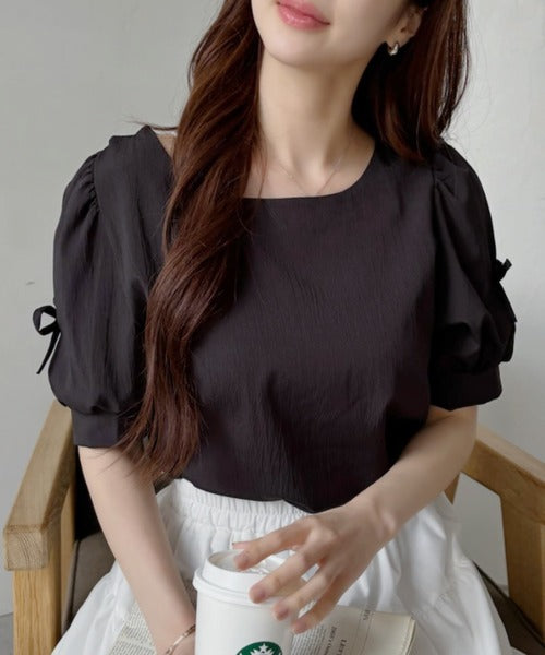 Vivid Lady Ribbon Sleeve Blouse | Balletcore-Inspired Feminine Top with Long & Short Sleeve Options