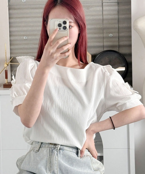 Vivid Lady Ribbon Sleeve Blouse | Balletcore-Inspired Feminine Top with Long & Short Sleeve Options